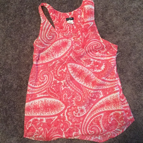 JCrew Pink and white Paisley tank top - Picture 1 of 3